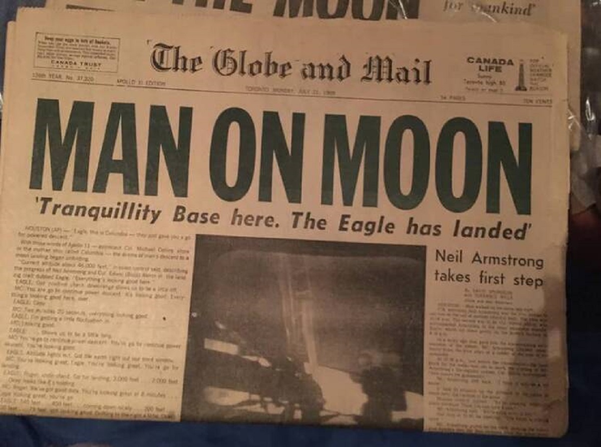 And here's a 1969 newspaper right after the moon landing.