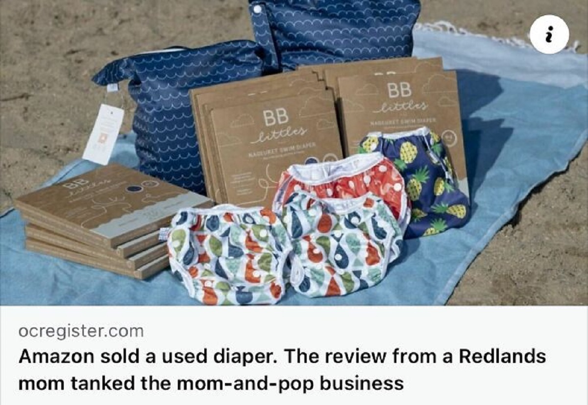 Diaper - Bb Bb littles Kageuret Swim Diaper Bb littles Nabeuret Swim Diaper 2 ocregister.com Amazon sold a used diaper. The review from a Redlands mom tanked the momandpop business