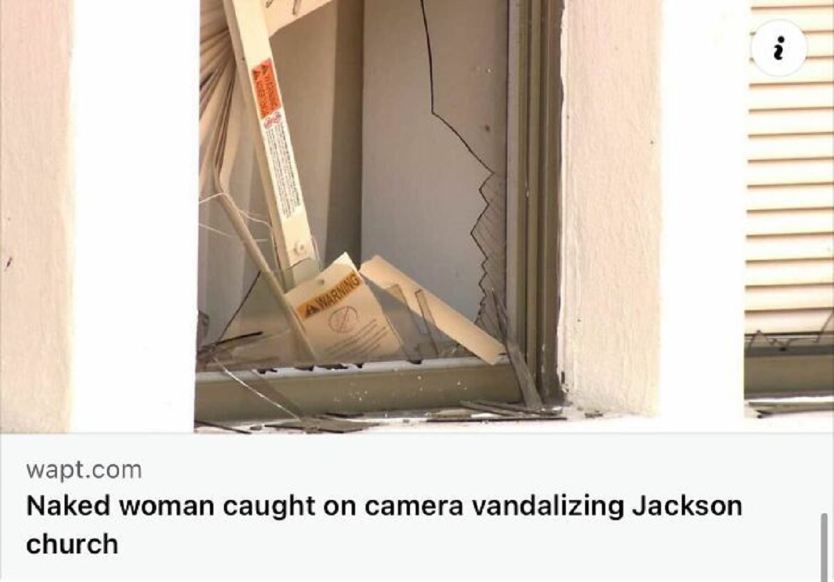 plywood - Awarning wapt.com Naked woman caught on camera vandalizing Jackson church