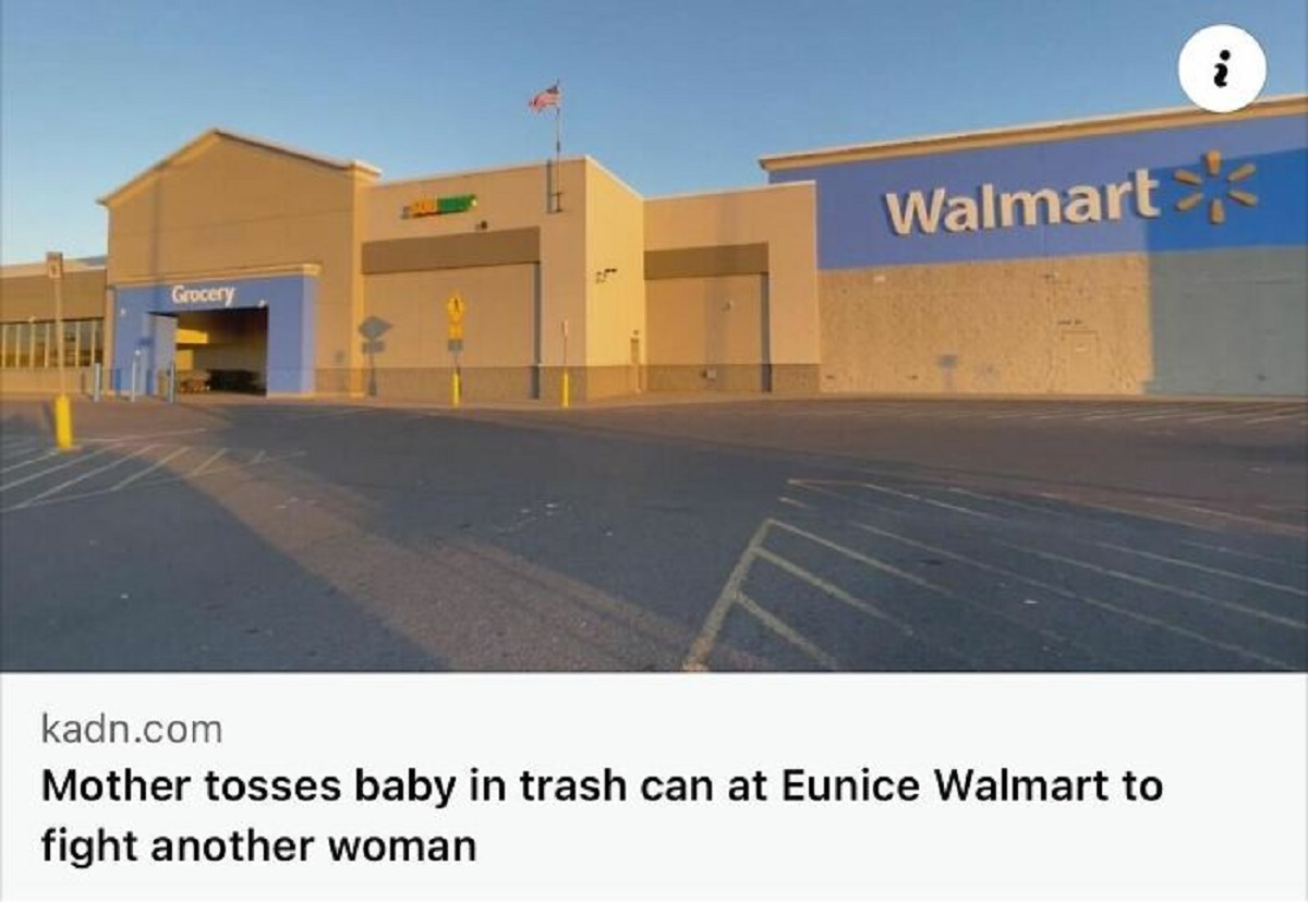 motel - Walmart Grocery kadn.com Mother tosses baby in trash can at Eunice Walmart to fight another woman