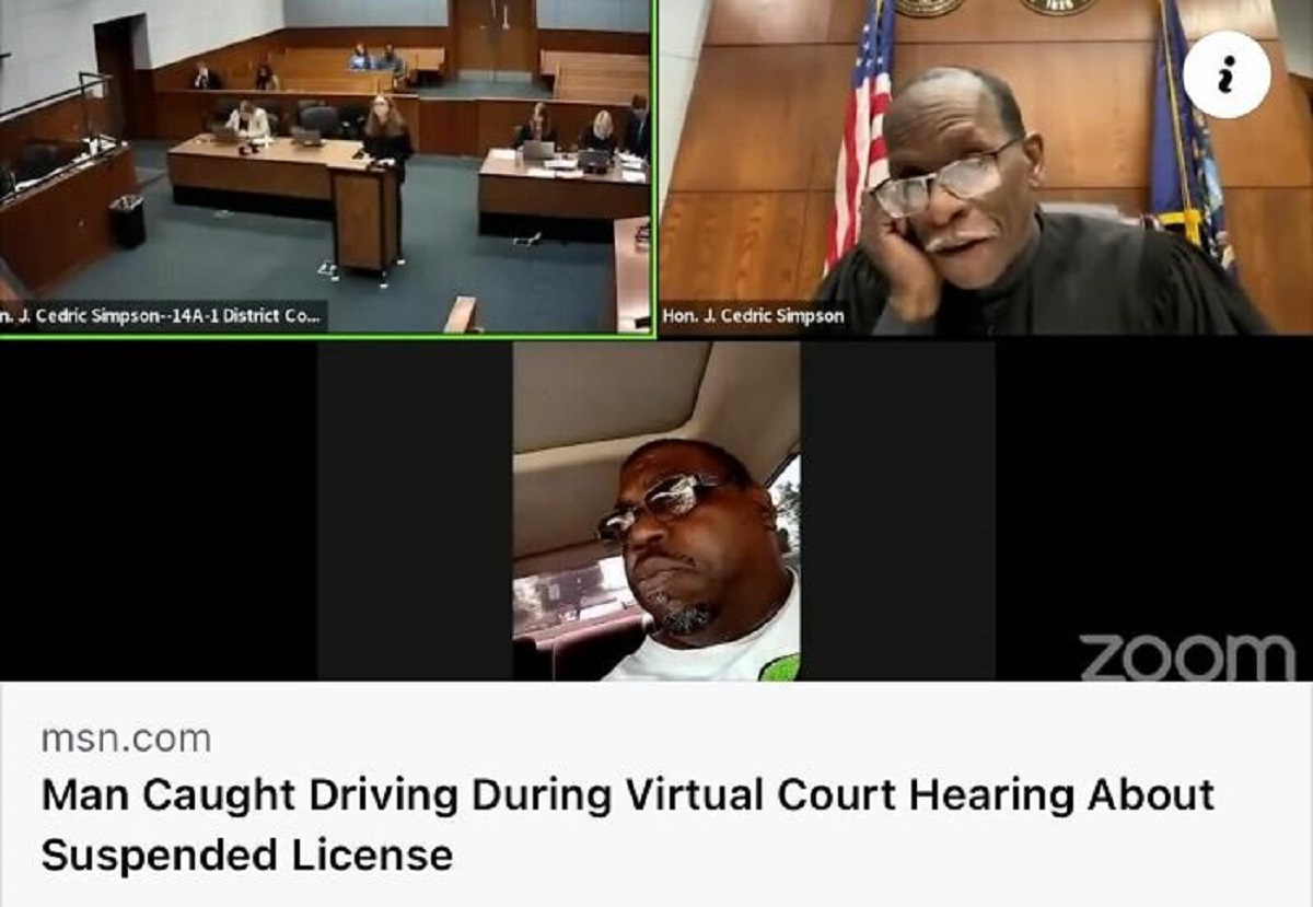 Driver's license - n. J. Cedric Simpson14A1 District Co... Hon. J. Cedric Simpson zoom msn.com Man Caught Driving During Virtual Court Hearing About Suspended License