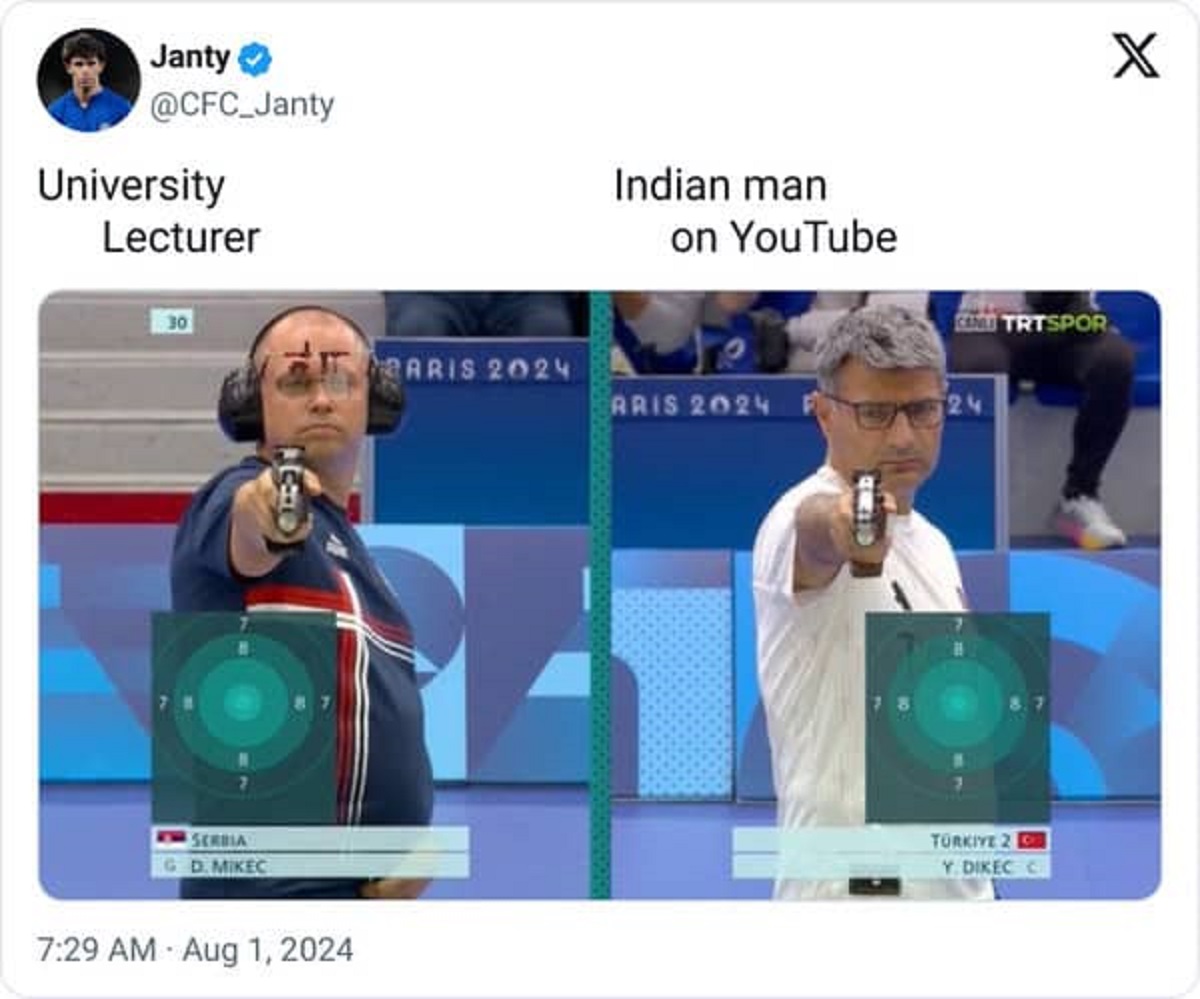 Internet meme - Janty University Lecturer Indian man on YouTube Serbia G D. Mikec Centrtspor Aris 2024 Aris 2024 24 Trkiye 2 Y. Dikec C X