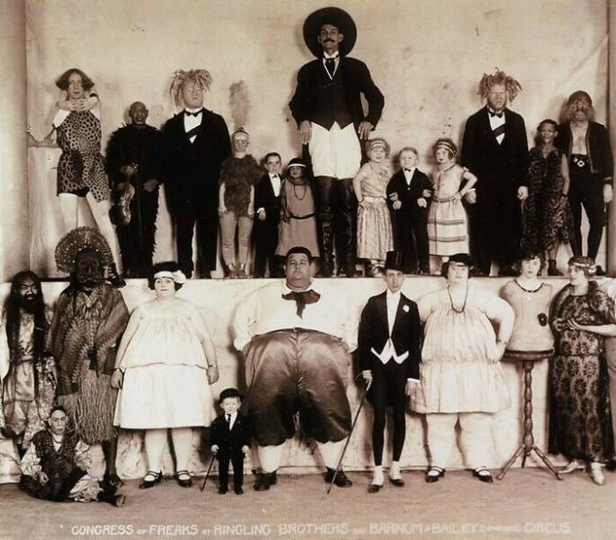 "Ringling Brothers' "Congress Of Freaks" Poses For A Photo In 1931, Including Frank Lentini "The Three-Legged Man" And George And Willie Muse "The Men From Mars.""