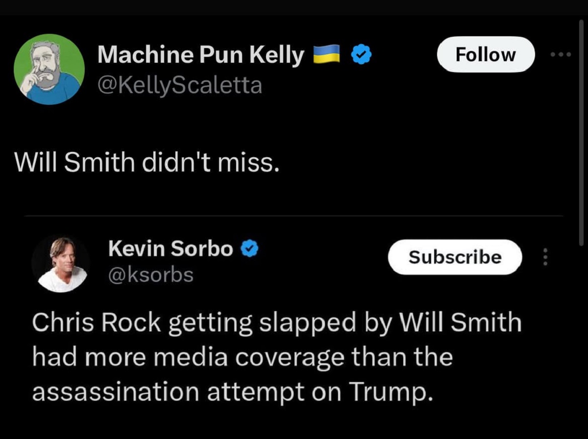 funny comments and savage replies - kwejk.pl - Machine Pun Kelly Will Smith didn't miss. Kevin Sorbo Subscribe Chris Rock getting slapped by Will Smith had more media coverage than the assassination attempt on Trump.