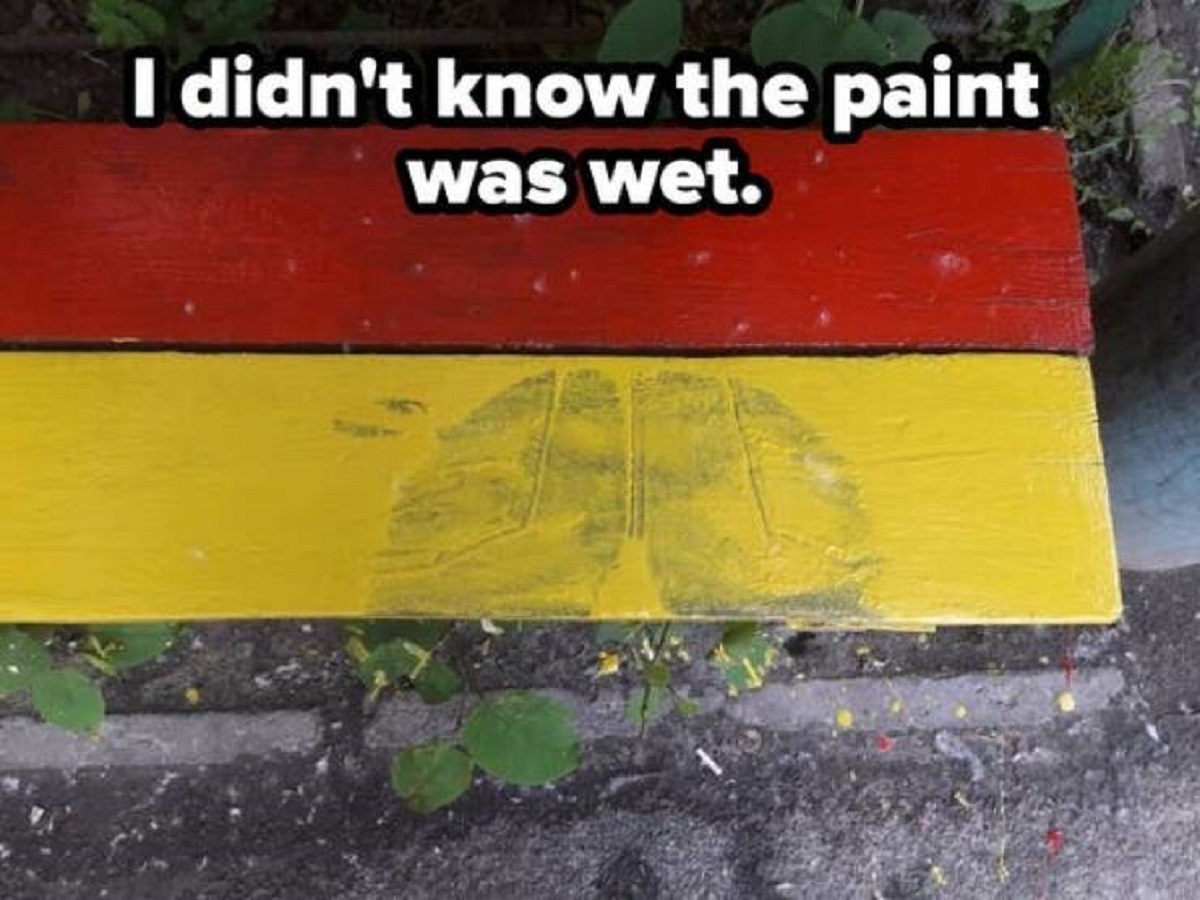 people having a very bad day -  lane - I didn't know the paint was wet.