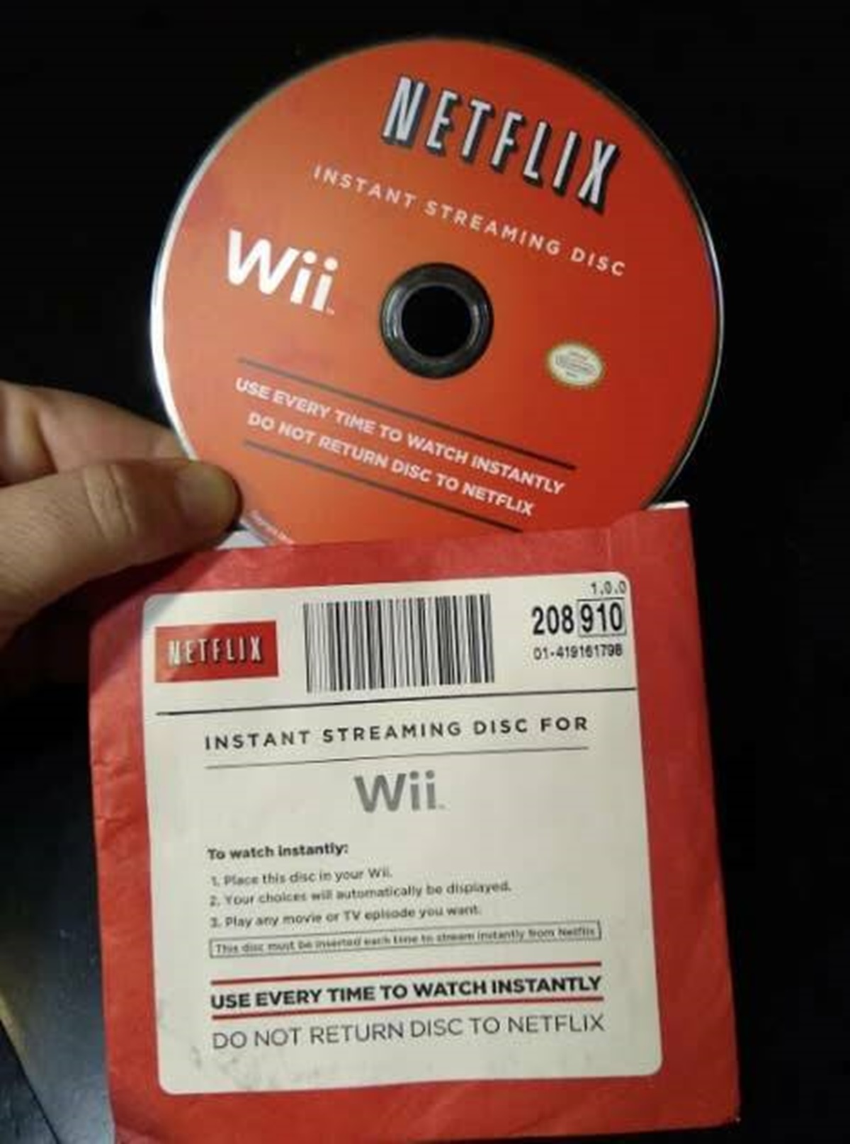 original netflix dvd - Netflix Instant Streaming Disc Wii Use Every Time To Watch Instantly Do Not Return Disc To Netflix Netflix 1.0.0 208 910 01419161798 Instant Streaming Disc For To watch instantly Wii 1. Place this disc in your Wil 2. Your choices wi