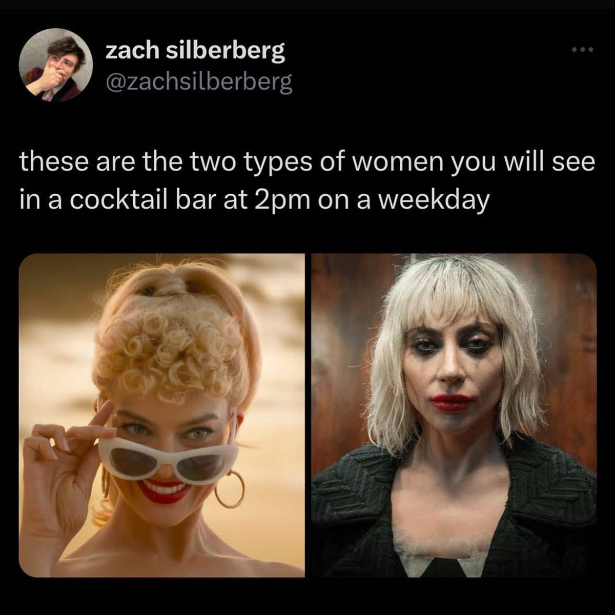 barbie movie first doll - zach silberberg these are the two types of women you will see in a cocktail bar at 2pm on a weekday