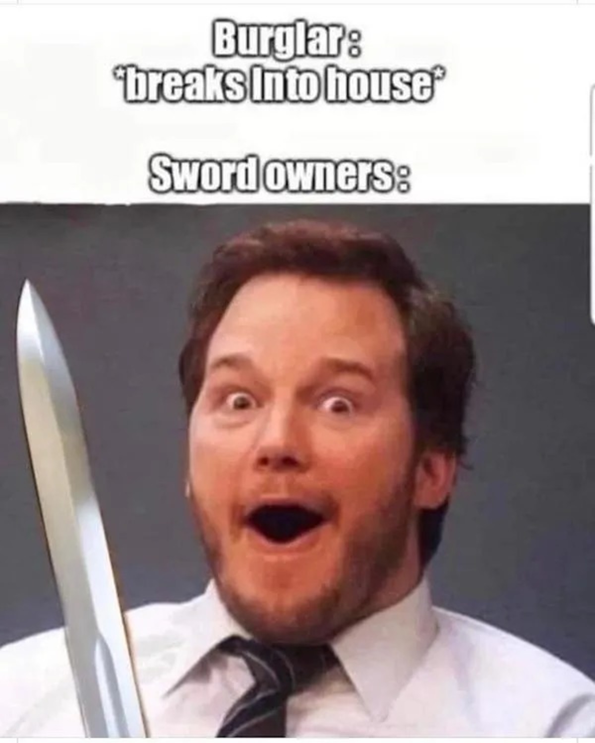 sword meme - Burglar 'breaks Into house Sword owners