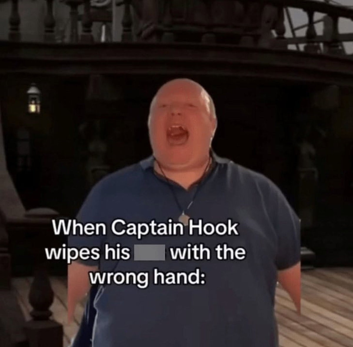 captain hook wipes with the wrong hand - When Captain Hook wipes his with the wrong hand