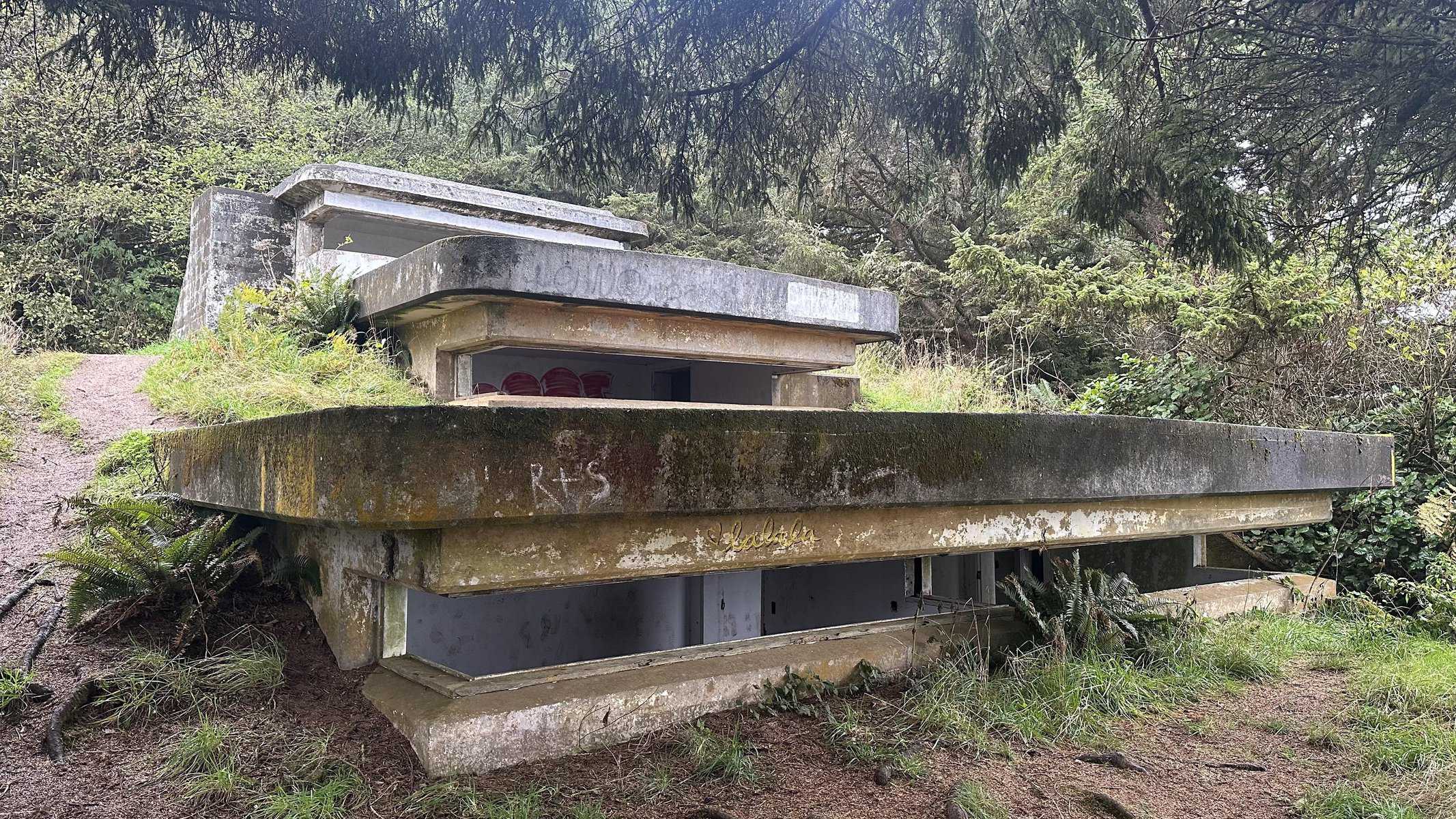 Abandoned WWII era military structure near Cape Disappointment, Washington