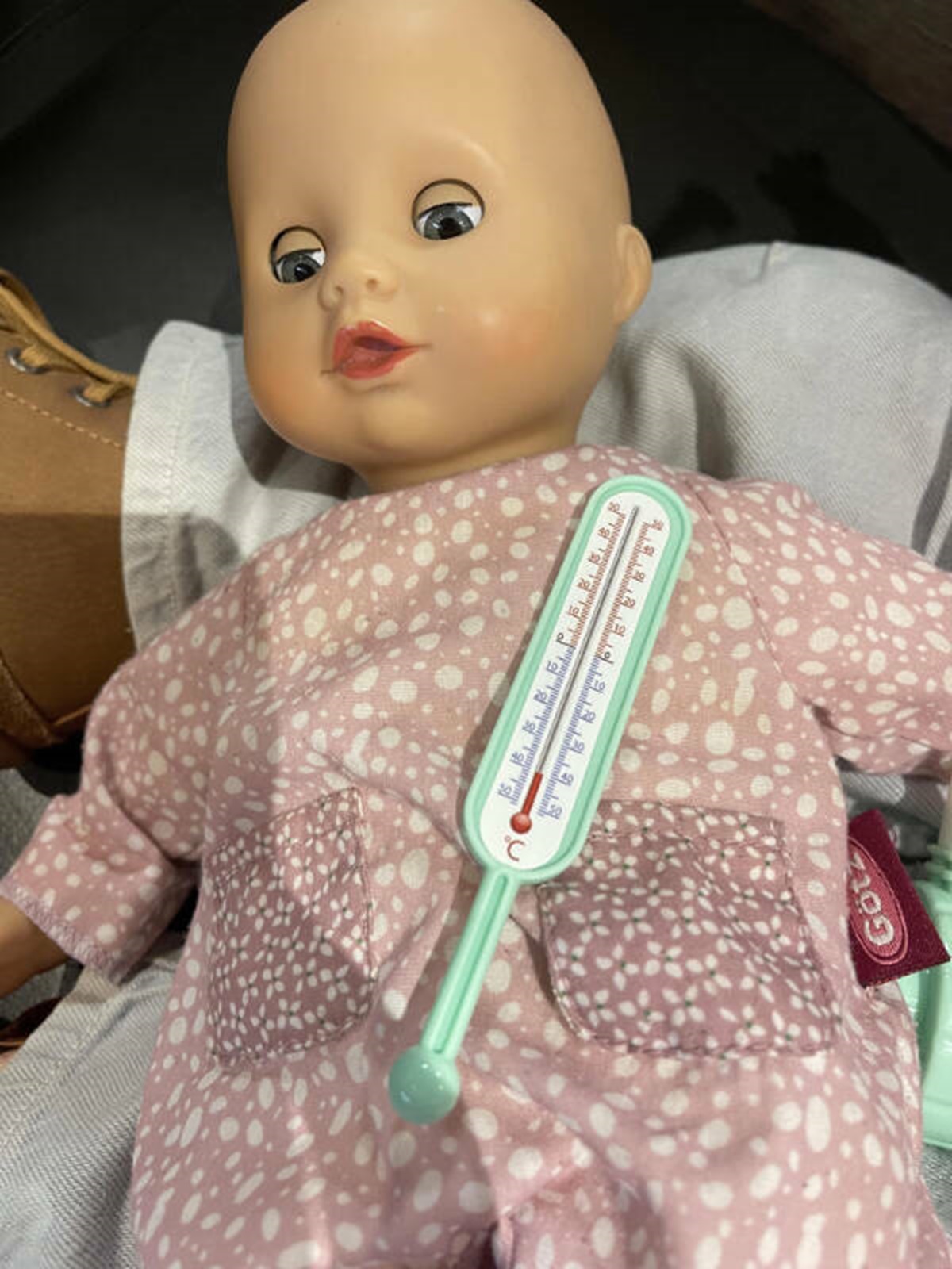 “According to this toy thermometer, my kid’s toy baby is frozen and dead.”