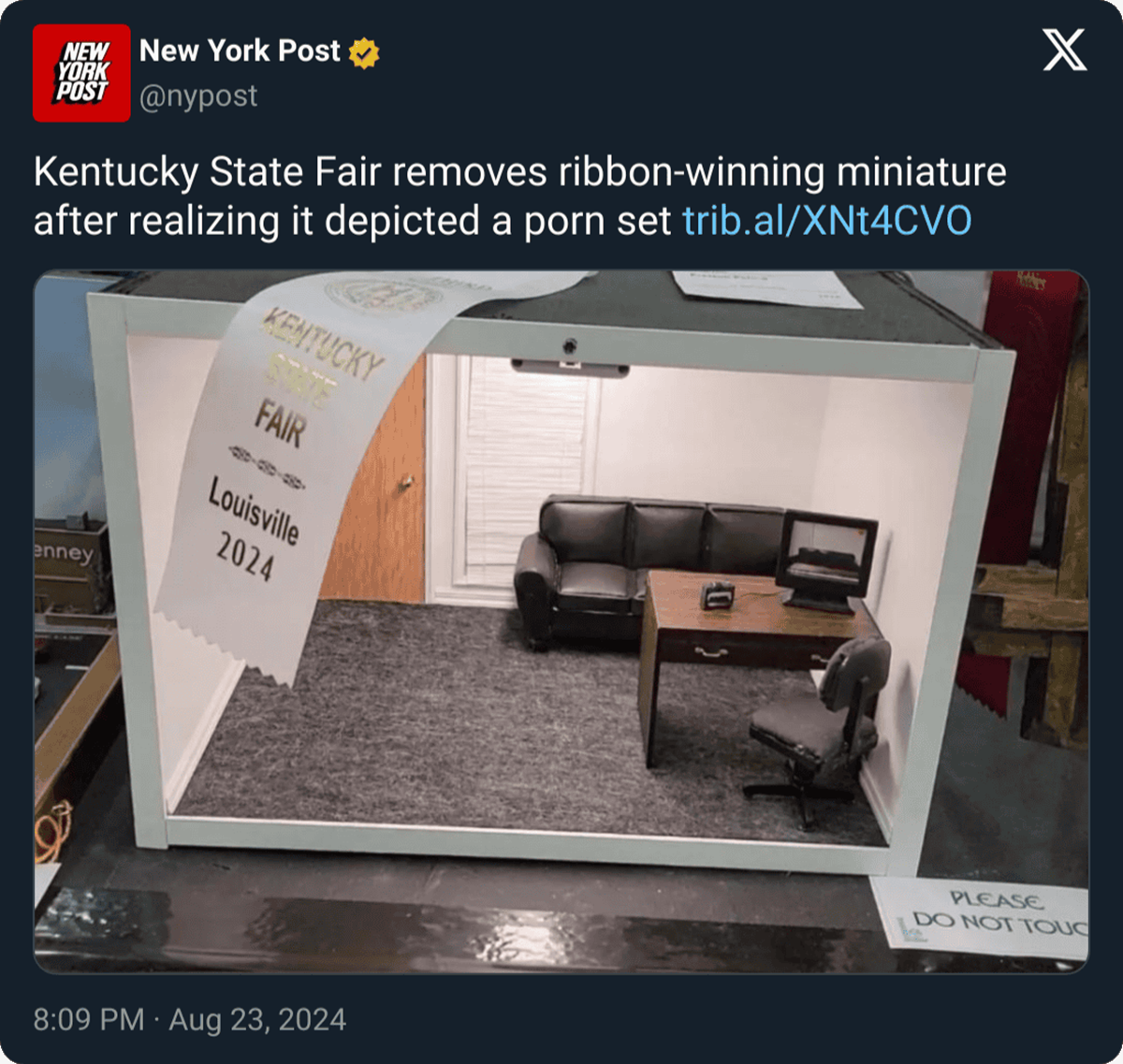 Kentucky State Fair - New New York Post York Post Kentucky State Fair removes ribbonwinning miniature after realizing it depicted a porn set trib.alXNt4CVO Kentucky Fair Louisville 2024 anney X Please Do Not Touc