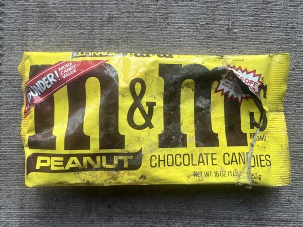 "Bought a boat made in 1971 and found this m&m wrapper from 1981 inside."