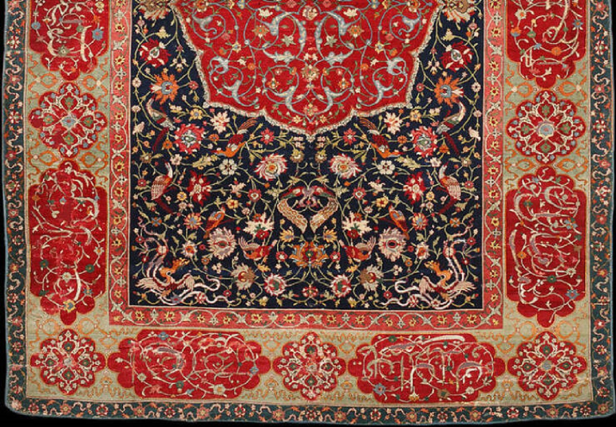 "Behold This Exquisite Half Of A “Salting Carpet” From The Safavid Period, Circa 1600. Meticulously Crafted With Wool, Silk, And Metal Thread"