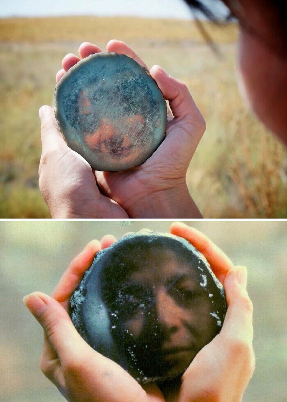 "The Oldest Known Mirror In The World Was Found In Anatolia, Turkey. Made Of Obsidian, (Volcanic Glass) It Has A Convex Surface And A Remarkably Good Optical Quality"