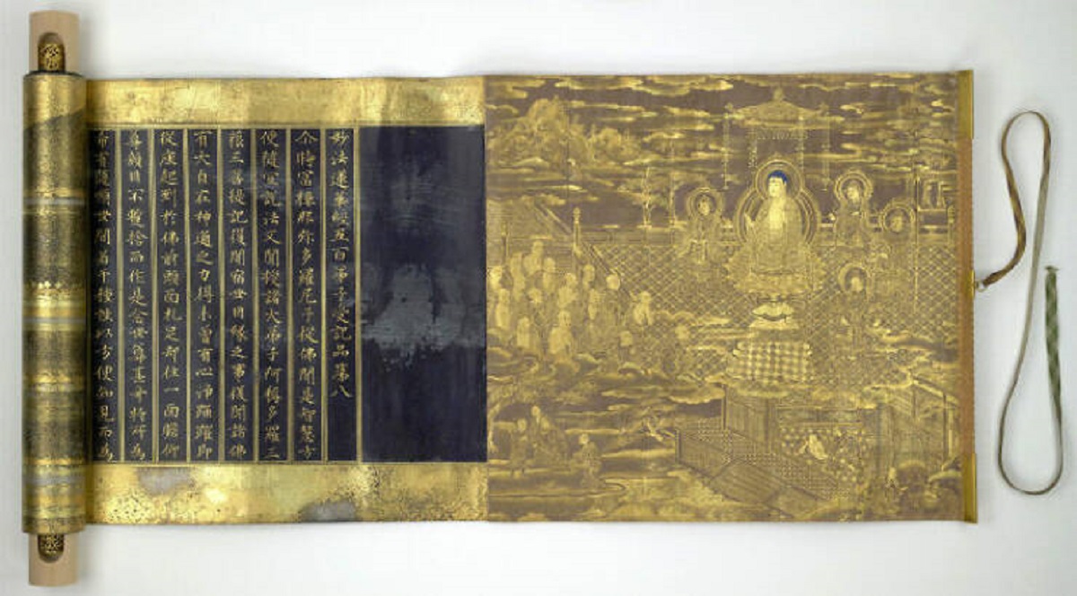 "A Copy Of The Lotus Sutra In A Lavishly Decorated Scroll From Japan, C.1636. Courtesy British Library Board"