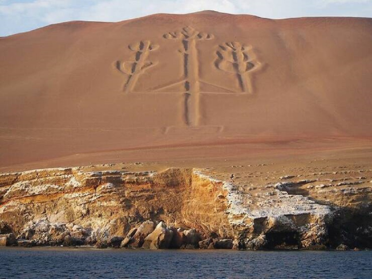 "The Paracas Candelabra Is A Well-Known Prehistoric Geoglyph Found On The Northern Face Of The Paracas Peninsula In Pisco Bay In Peru"