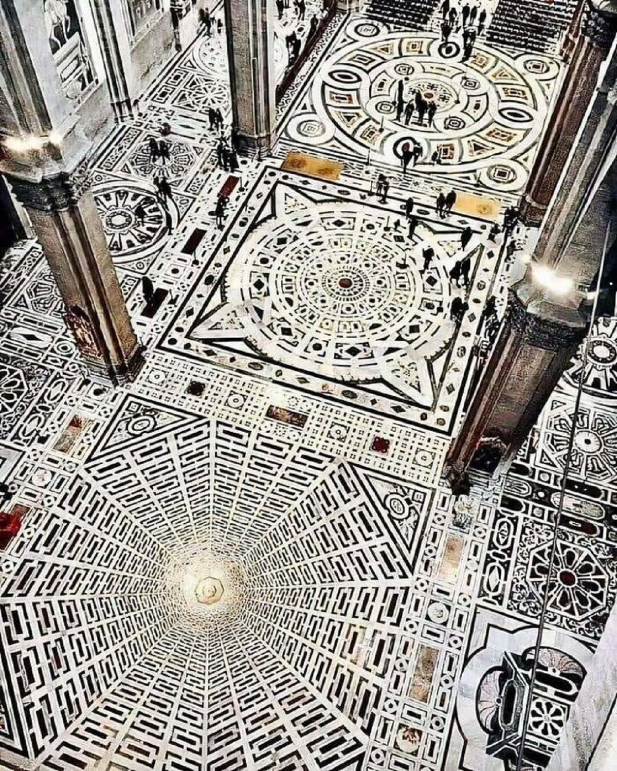 "Intricate Floor Mosaic In The Cathedral Of Santa Maria Del Fiore In Florence, Italy"