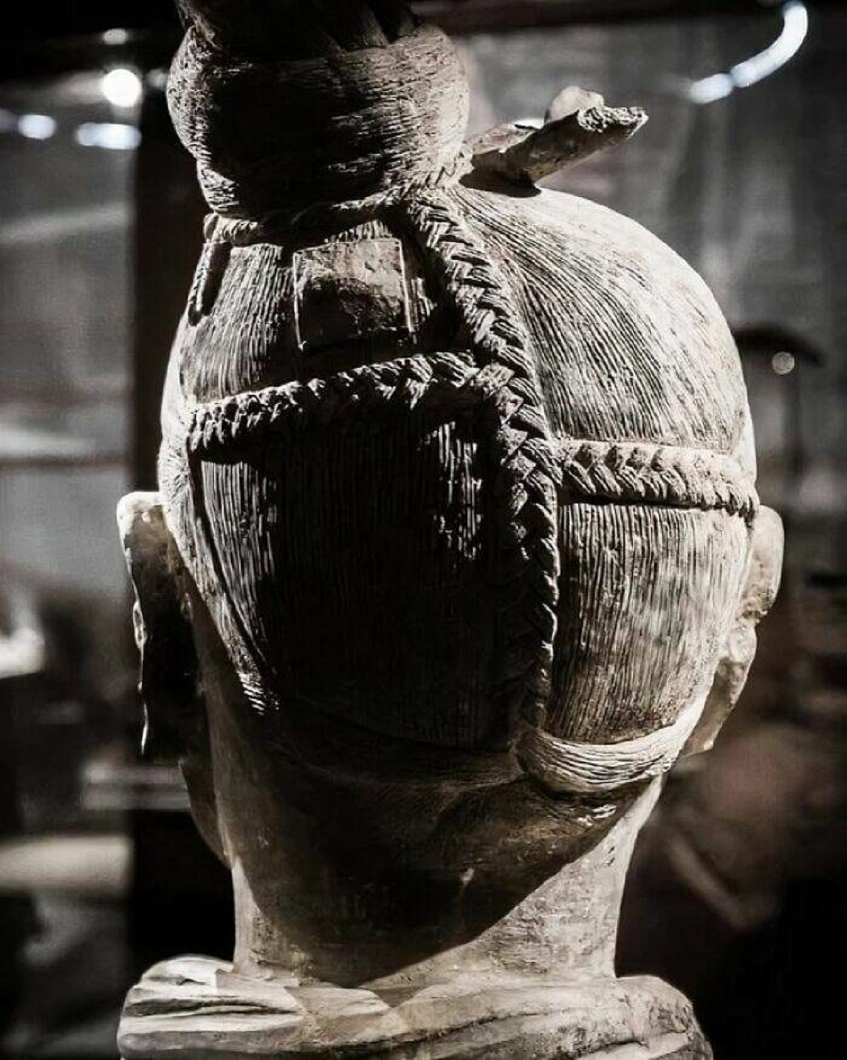 "Detailed Image Of The Hairstyle Of A Soldier From The Famous Terracotta Statue Army Of The First Emperor Of China"