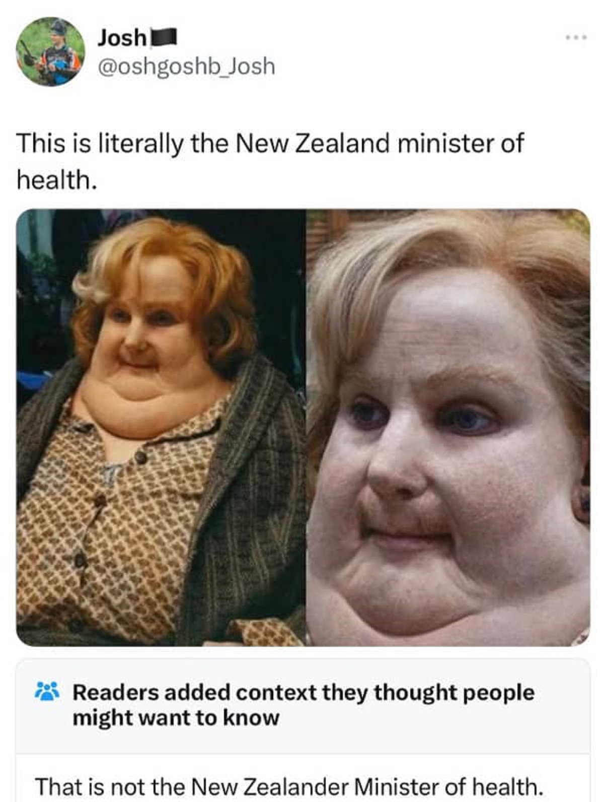 new zealand minister of health meme - Josh This is literally the New Zealand minister of health. Readers added context they thought people might want to know That is not the New Zealander Minister of health. ...