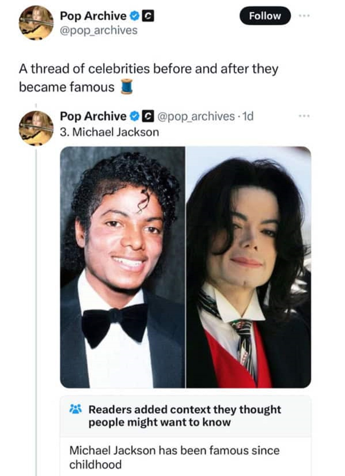 michael jackson before and after the fire - Pop Archive C A thread of celebrities before and after they became famous Pop Archive . 1d 3. Michael Jackson Readers added context they thought people might want to know Michael Jackson has been famous since ch