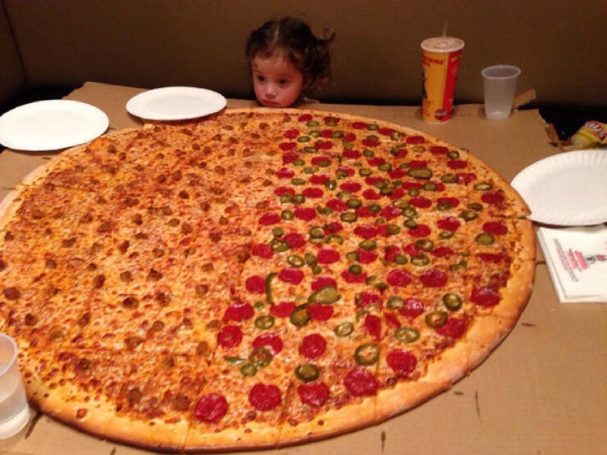 huge pizza kid