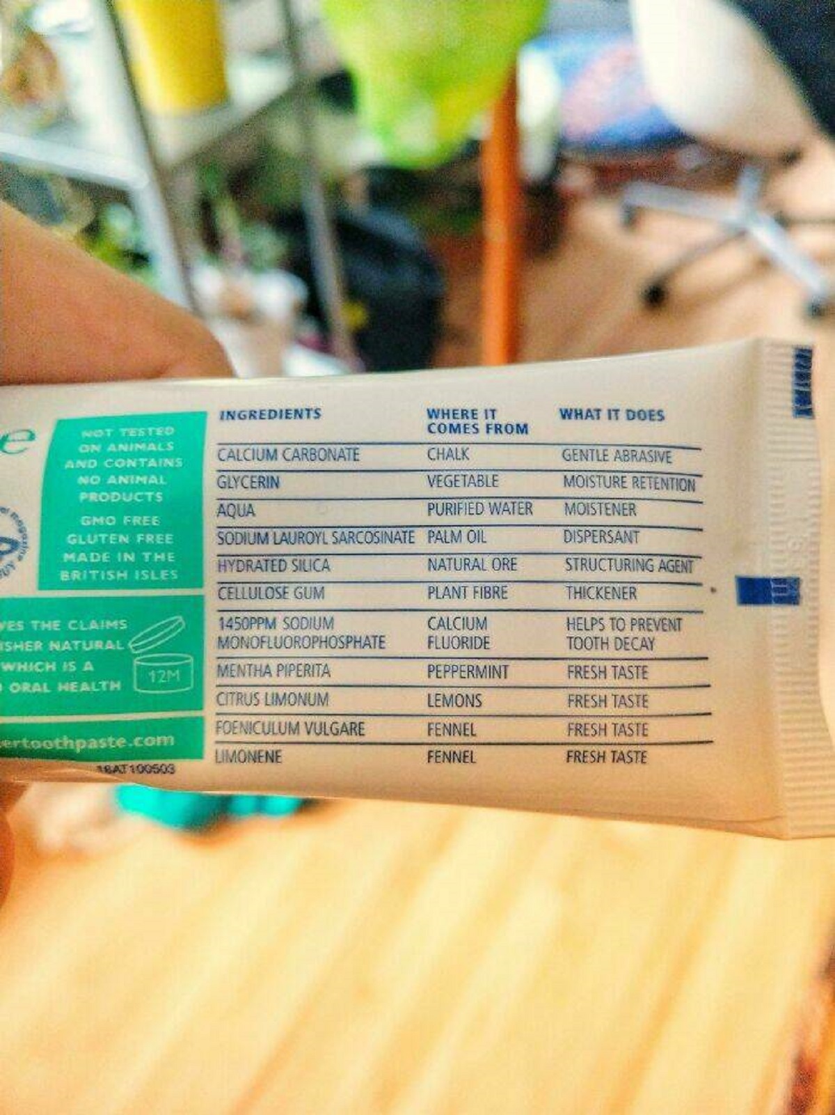 "This Tub Of Toothpaste Tells You Where Its Ingredients Come From And What They're Used For"