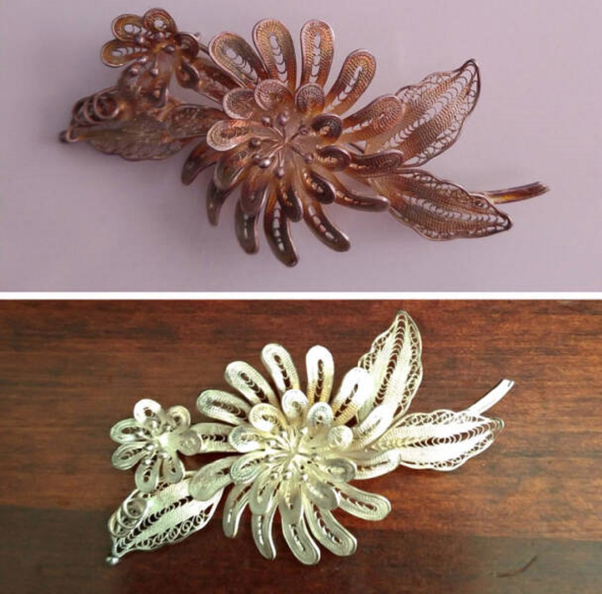 “$8 Sterling Silver Brooch. All it needed was a good clean.”