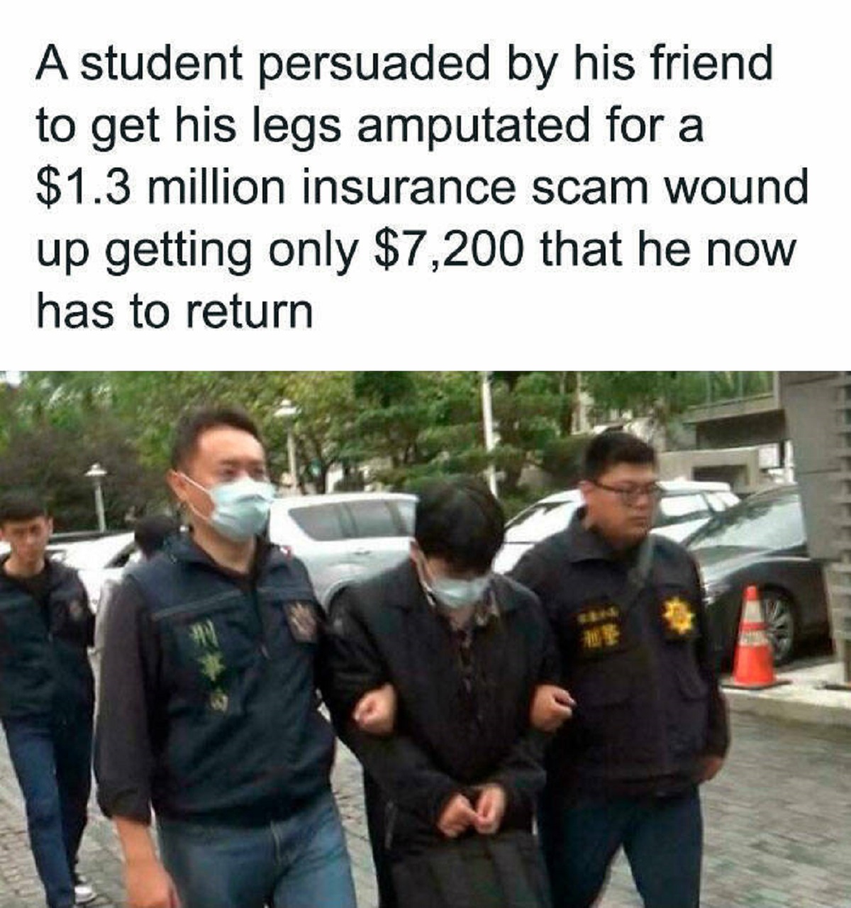 zhang and liao dry ice - A student persuaded by his friend to get his legs amputated for a $1.3 million insurance scam wound up getting only $7,200 that he now has to return