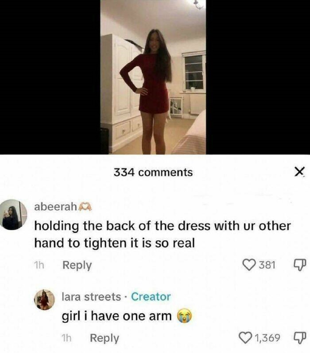 lara streets one arm - 334 abeerah holding the back of the dress with ur other hand to tighten it is so real 1h lara streets Creator girl i have one arm 1h 381 1,369