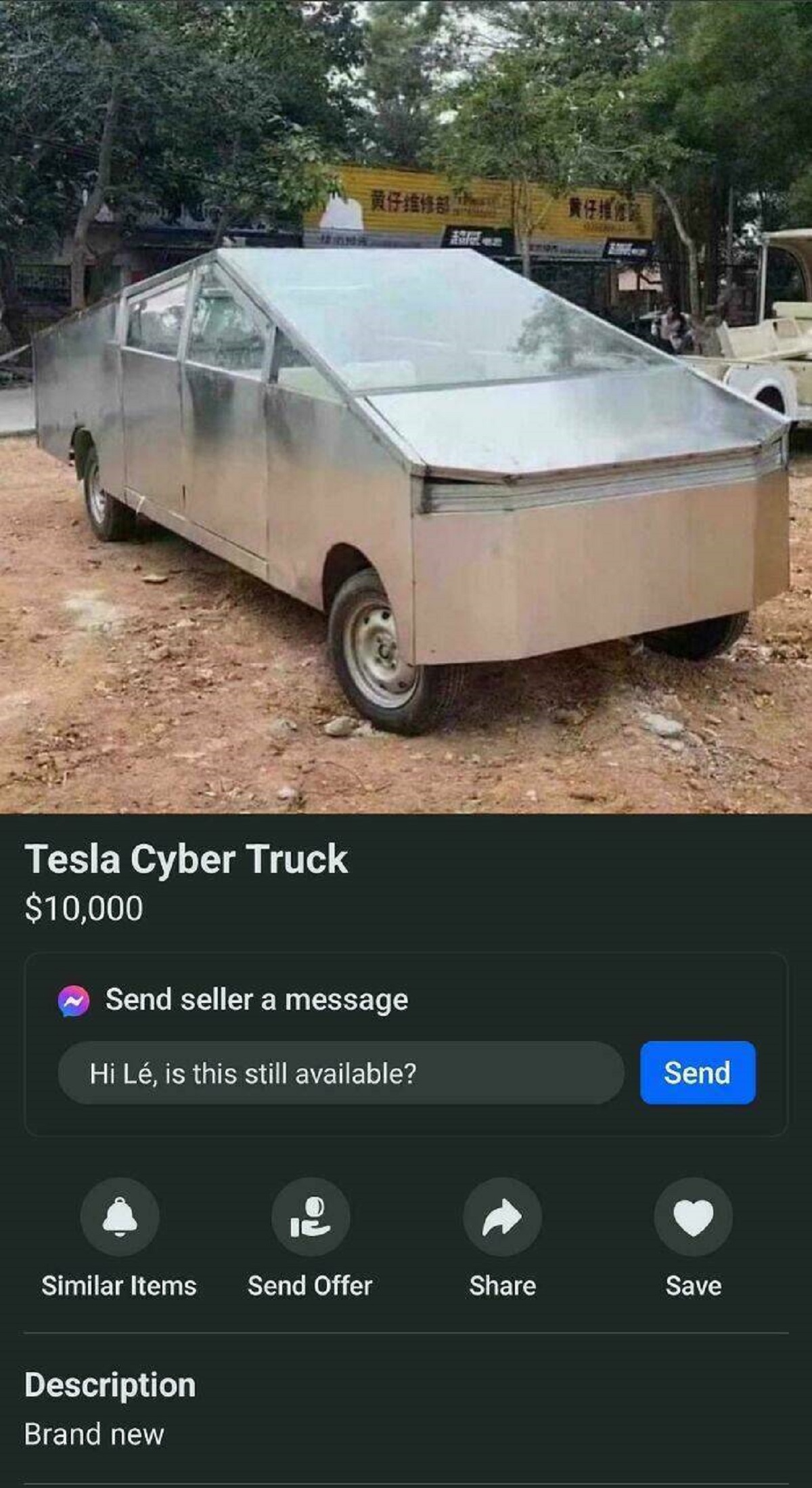 temu cybertruck - Tesla Cyber Truck $10,000 Send seller a message Hi L, is this still available? Send Similar Items Send Offer Save Description Brand new