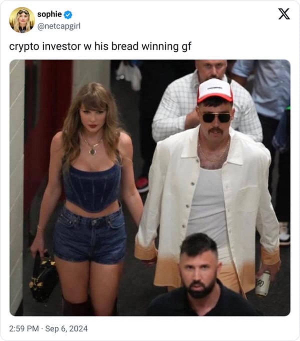 Travis Kelce - sophie crypto investor w his bread winning gf Go X