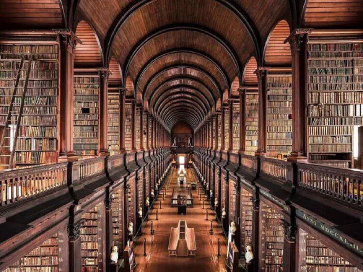 "Trinity College Library in Dublin, Ireland contains approximately 7 million volumes of work."