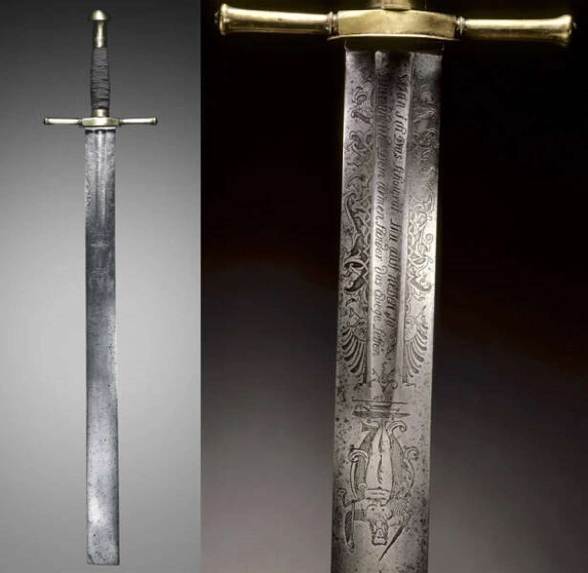 "Executioner sword with inscription: When I raise this sword, so I wish that this poor sinner will receive eternal life."