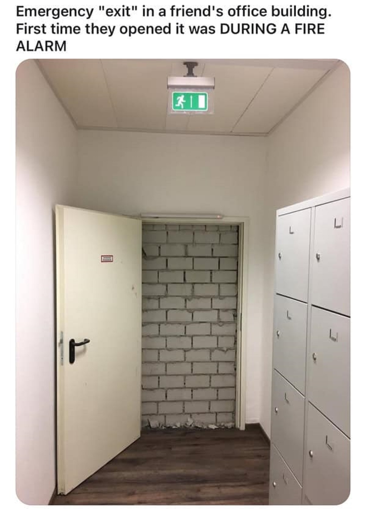 Emergency exit - Emergency "exit" in a friend's office building. First time they opened it was During A Fire Alarm