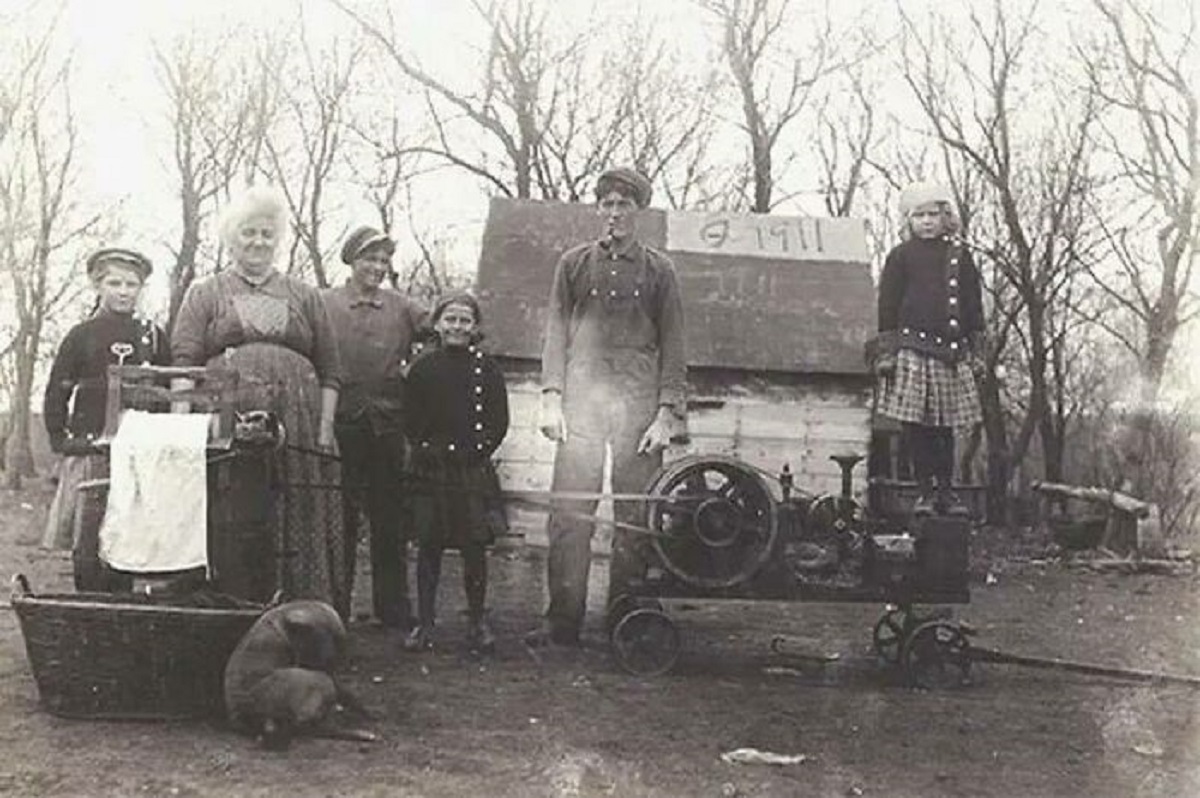 Southern Ohio Family In Front Of New Washing Machine, 1911