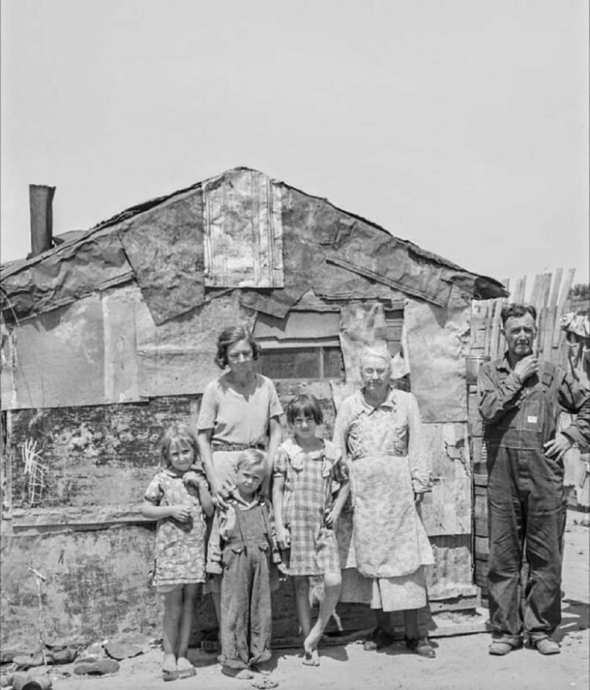 Family In Front Of Shack Home, Mays Avenue Camp. Oklahoma City, Oklahoma