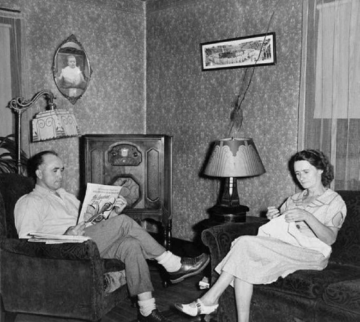 vintage radio in living room