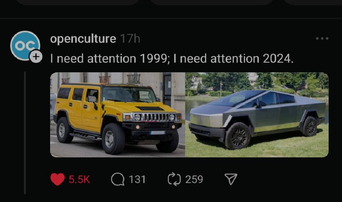 hummer h2 - Oc openculture 17h I need attention 1999; I need attention 2024. Q131 259