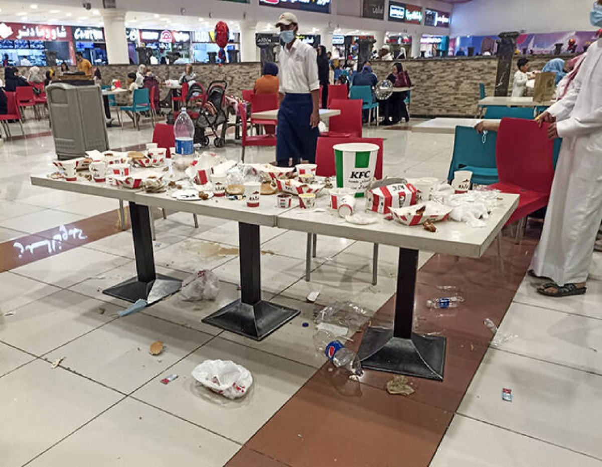 "The Big Family Behind Us At The Food Court Left Like This"