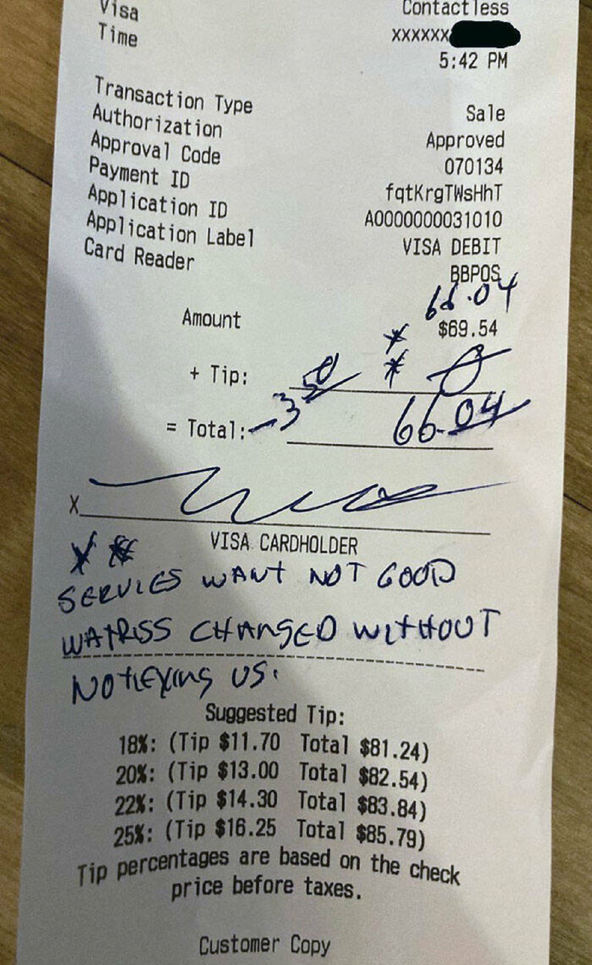 "My Coworker’s Shift Ended, So I Took Over One Of Their Tables. Customer Did Not Like This And Left A Negative Tip"