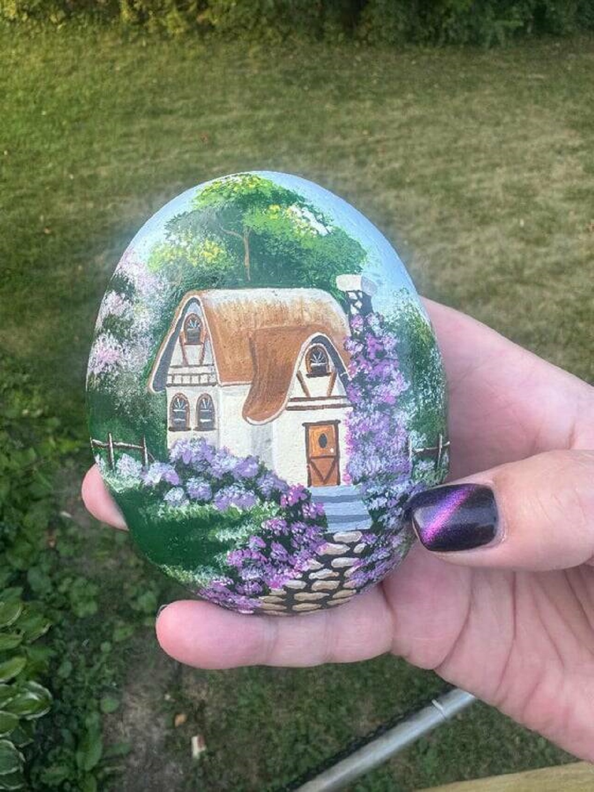 "Found an incredible hand painted rock on my hike today"