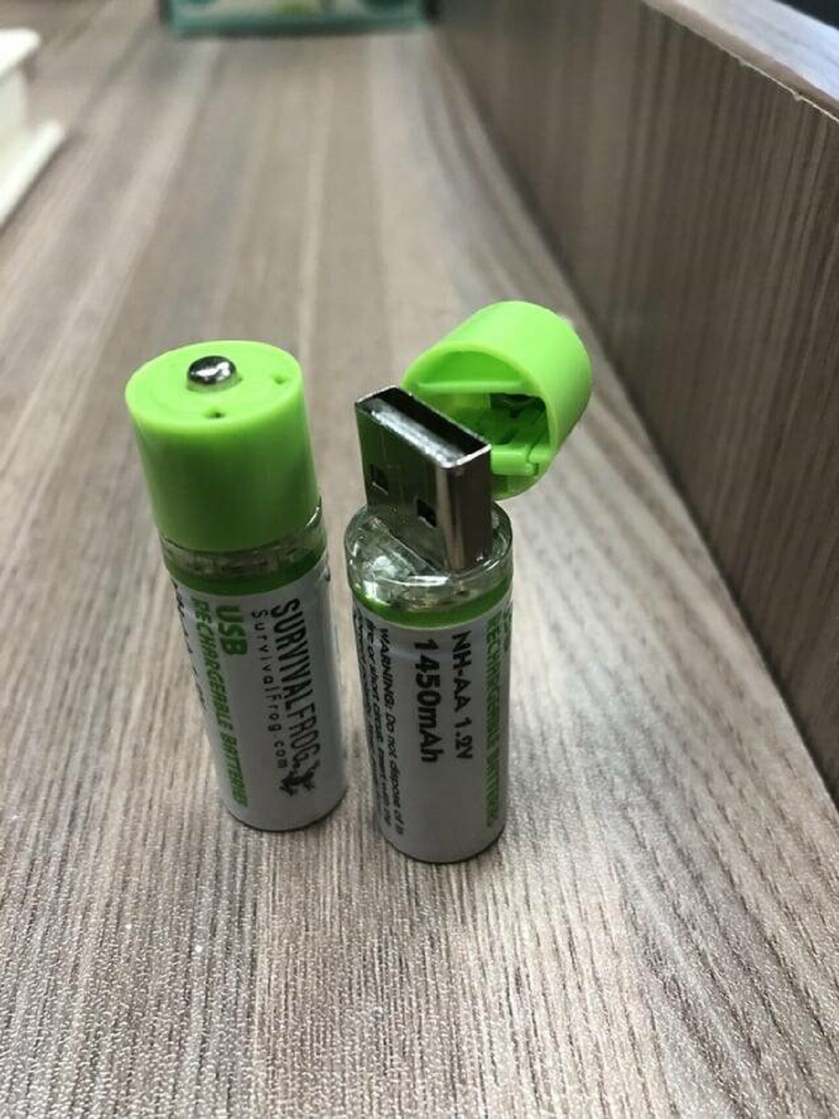 "Batteries with built in chargers"