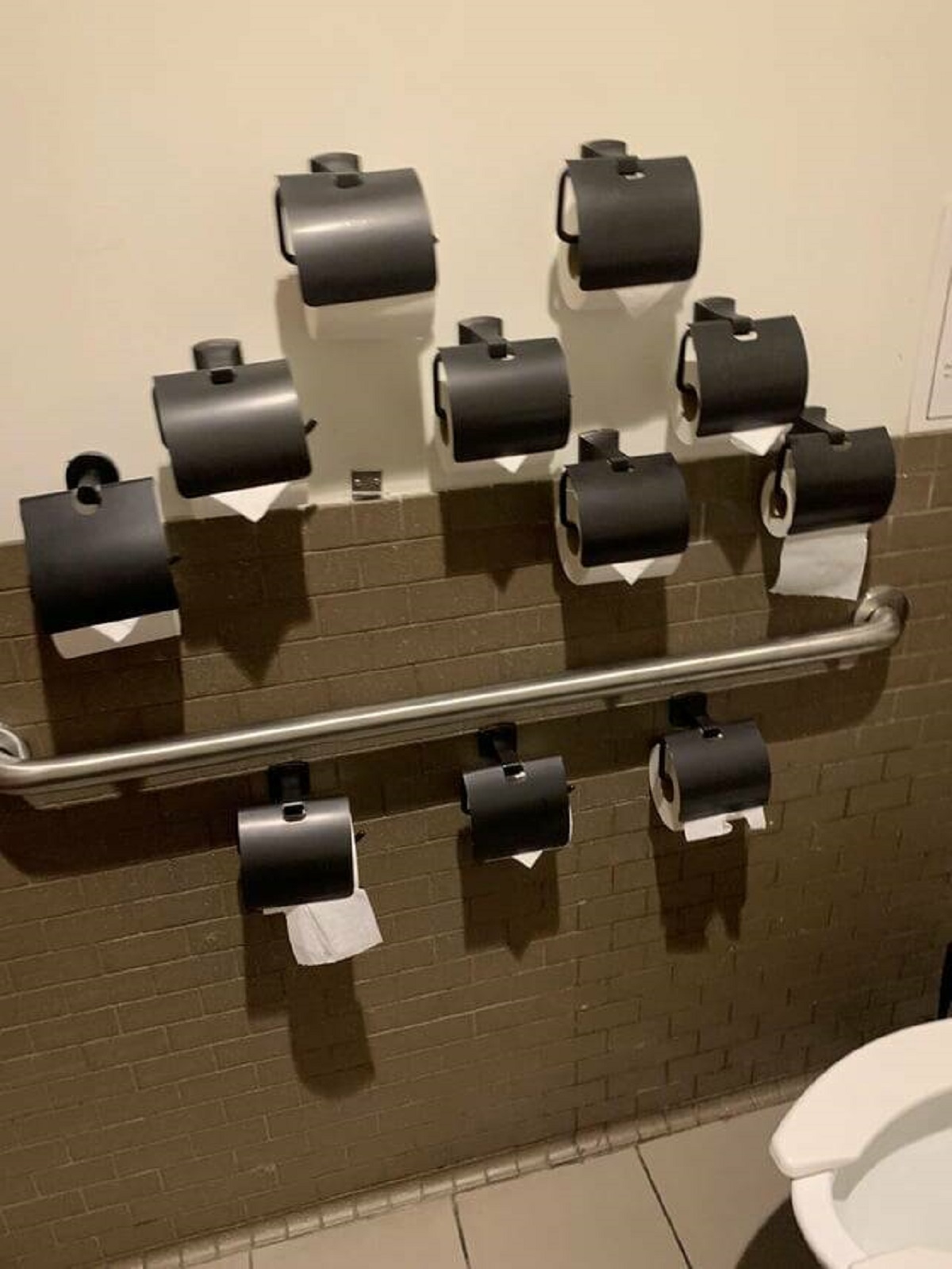 "The restaurant I’m at has many toilet paper roll options to choose from."