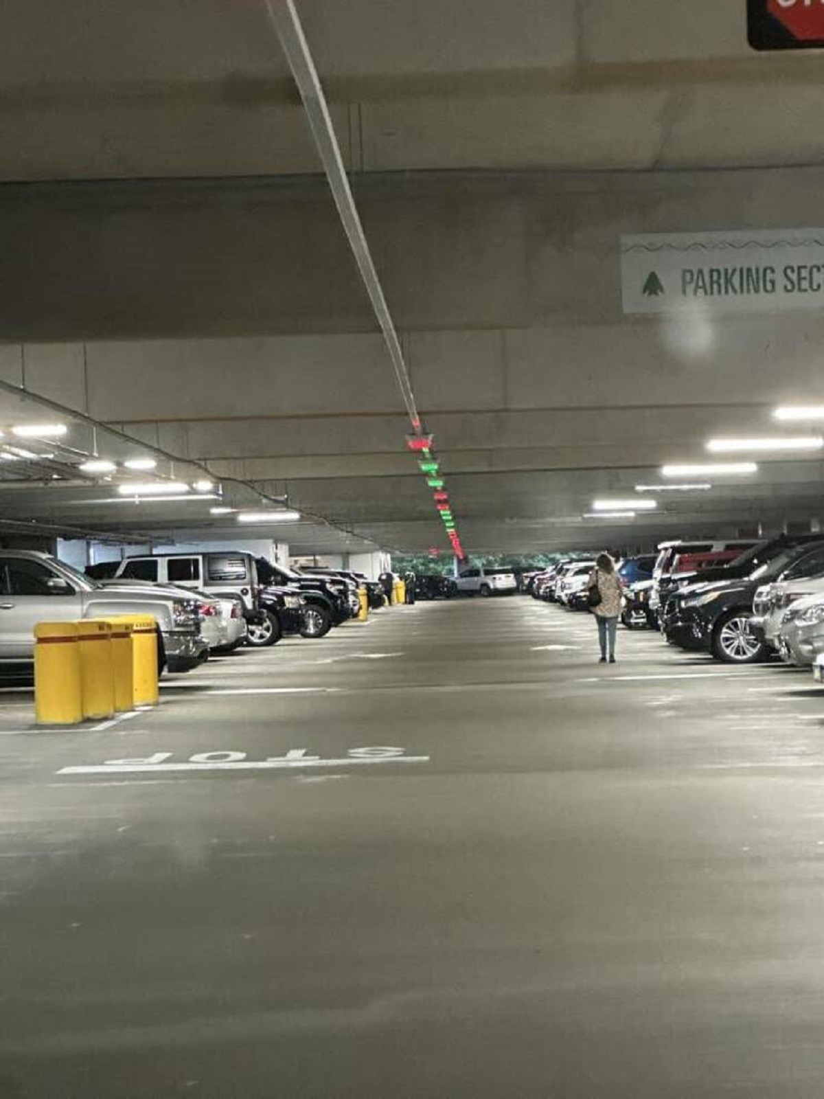 Some parking garages have lights to let you know which spots are available and which are occupied: