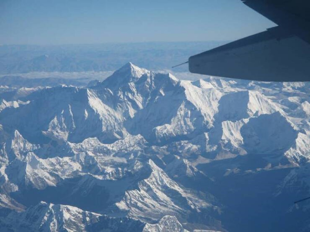 This is what Mount Everest looks like from the window of a plane: