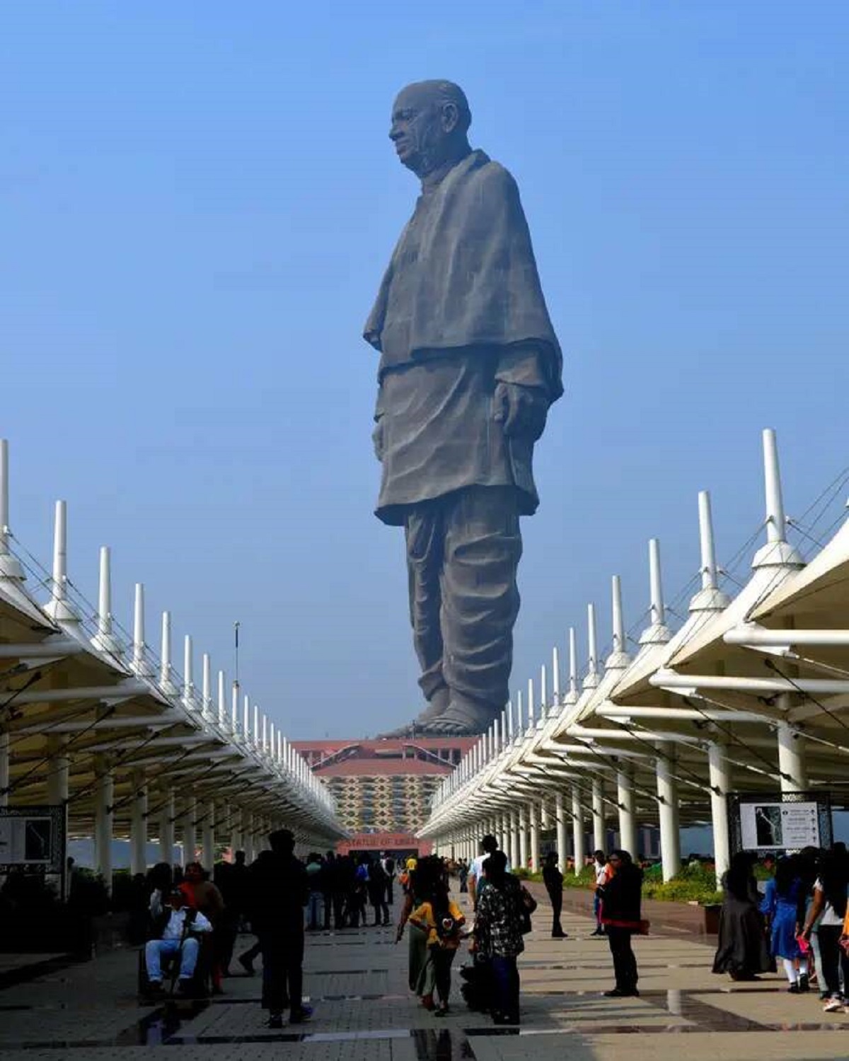 This is the world's tallest statue, the Statue of Unity:

It's located in India and is 600 feet high.