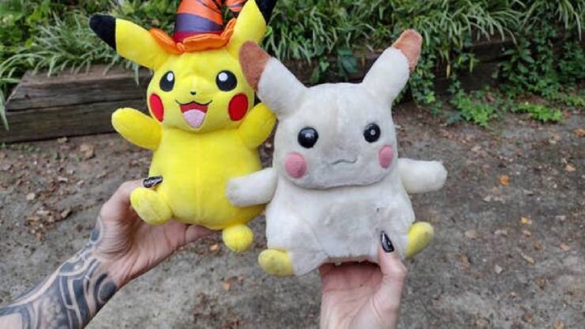 A brand new Pikachu doll vs. a 15 year old one: