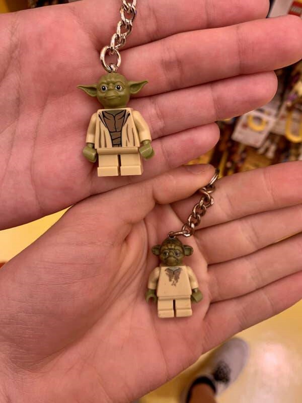 A new Yoda keychain vs. Yoda's weird cousin Yoba: