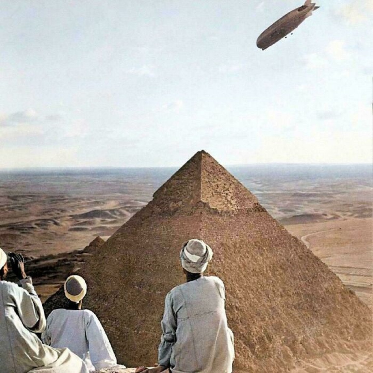 zeppelin over pyramids